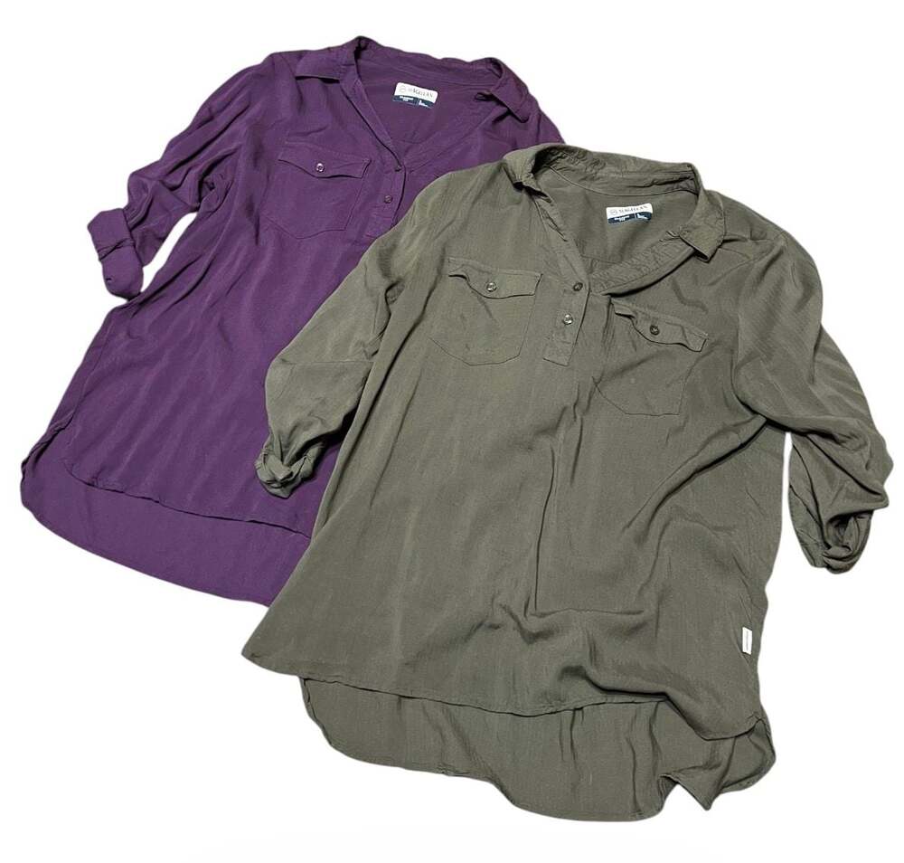 Magellan Outdoors Women's Classic Fit Long Sleeve Button-Up Shirts Size L (Set o